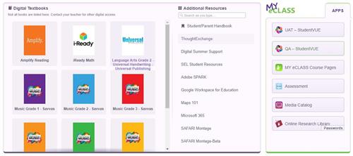 MyeCLASS student portal view
